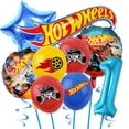 thumbnail image 2 of Kit de globos de aluminio de Hot Wheels para decoraciones de fiesta de cumpleaños de autos de carrera para niños, suministros para fiestas de bienvenida al bebé, juego de globos con números de 32 pulg, 2 of 5