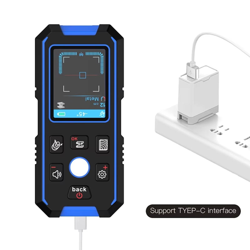 -518 Metal Detector LCD Display Wall Scanner with Positioning Hole for AC Live Cable Wires Metal Wood Stud Find
