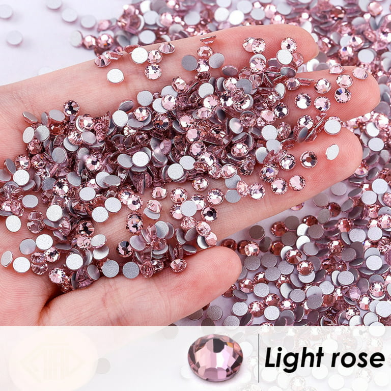 Feildoo Valentine'S Day Nail Art Rhinestones Flat Back Shiny Nail Gems 3D  Glass Crystal Nail Art Rhinestones,Light Pink 