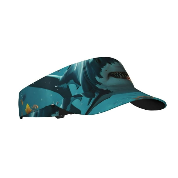 Fotbe Realistic Ocean Shark Visera Deportiva con Diseño, Gorra Abierta Ajustable de Algodón para Mujer y Hombre