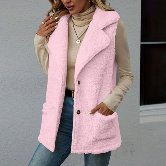 Ailaofu Women's Fashion Winter Sleeveless Vest Sherpa Fleece Faux Fur Shearling Oversized Trendy Jackets Warm Outerwear Clothing