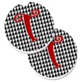 thumbnail image 1 of Monogram Initial T Houndstooth Black Set of 2 Cup Holder Car Coaster, 1 of 1