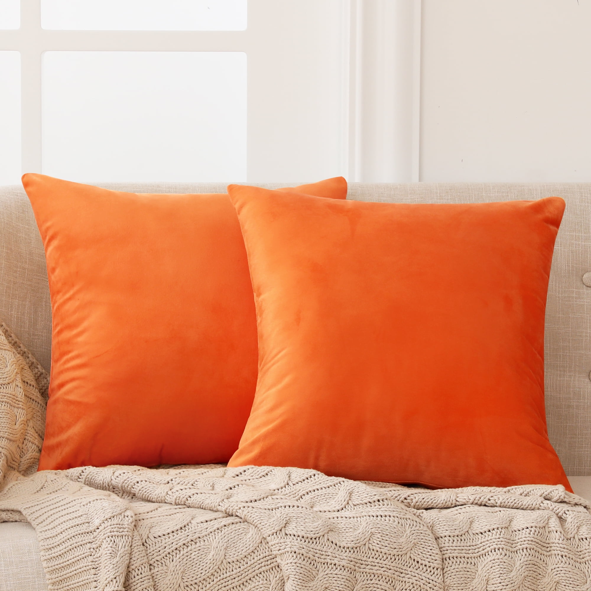 Deconovo Orange Pillow Cover 2 Pack for Bedding Decorative Couch Pillow