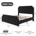 thumbnail image 2 of Bingirl King - size Black Platform Bed - Velvet Upholstered Bed Frame with 50.2 - inch Vertically Channel - Tufted Headboard and Footboard, No Box Spring Needed, 2 of 8