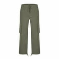 thumbnail image 5 of Men's Casual Cargo Pants with Multi Woven Pockets Solid Color Elastic Waist, 5 of 5