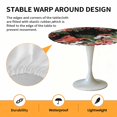 thumbnail image 2 of Elastic Fitted Round Tablecloth, Cardinal Bird Waterproof Stretch Table Cover for 36"-44" Tables, Winter Poinsettia Pine Cones Berry Black Washable Outdoor Tablecloths for Patio, Picnic, Camping, 2 of 9