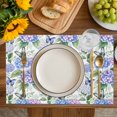 thumbnail image 4 of Purple Hydrangea Placemats Set of 4, Spring Floral Elegant Pastoral Butterflies Placemats for Dining Table, Place Mats for Kitchen Tabletop, Waterproof Wipeable Dining Table Mats Set, 4 of 9