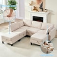 thumbnail image 6 of ZAFLY Convertible Sectional Sofa, U/L-Shaped Couch with Flexible Ottoman, Upholstered Sleeper Sofa with Storage, Modern Sofa Sets for Living Room - Beige, 6 of 8
