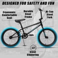 thumbnail image 6 of Cubsala Crossea 20 in Freestyle BMX Kids Bike for Age 6-14 Years Old Boys Girls, Black with Blue Tires, 6 of 11