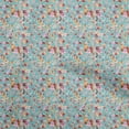 thumbnail image 1 of oneOone Viscose Jersey Teal Blue Fabric Abstract Floral Sewing Material Print Fabric By The Yard 60 Inch Wide, 1 of 4