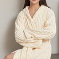 thumbnail image 5 of Bxsruta Womens Plush Hooded Robe Soft Fleece Bathrobe Long Loungewear with Pockets and Belt, 5 of 8