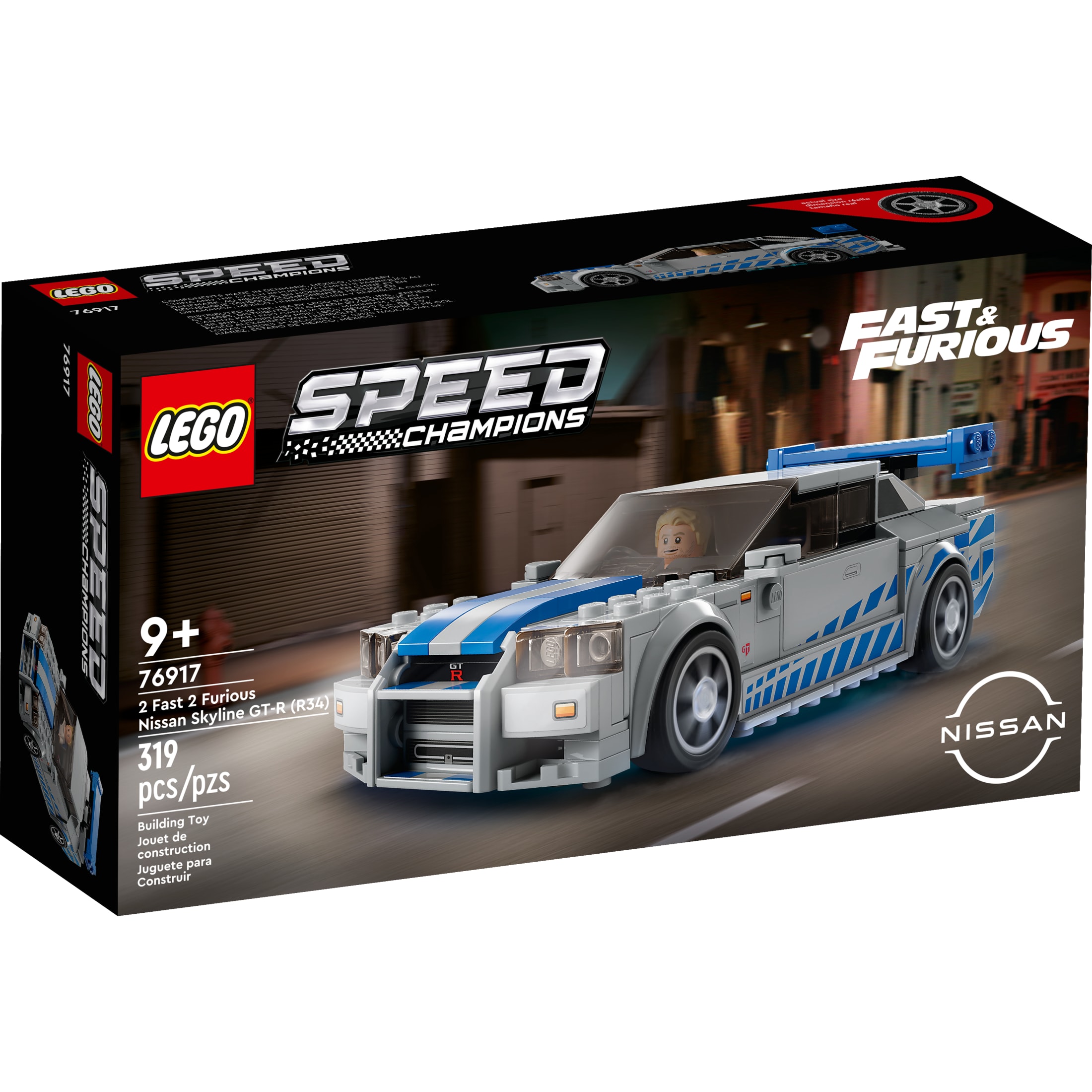 LEGO Speed Champions 2 Fast 2 Furious Nissan Skyline GT-R (R34) 76917 Auto de Juguete de Carreras, Set de Construcción Coleccionable con Minifigura de Piloto, Set 2023 para Niños 2