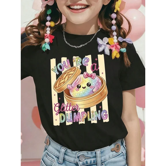Childrens Wear Dumpling Graphic T Shirt For Kids Girls Boys Cute Funny Birthday Gift Unisex Short Sleeve Cotton Tee