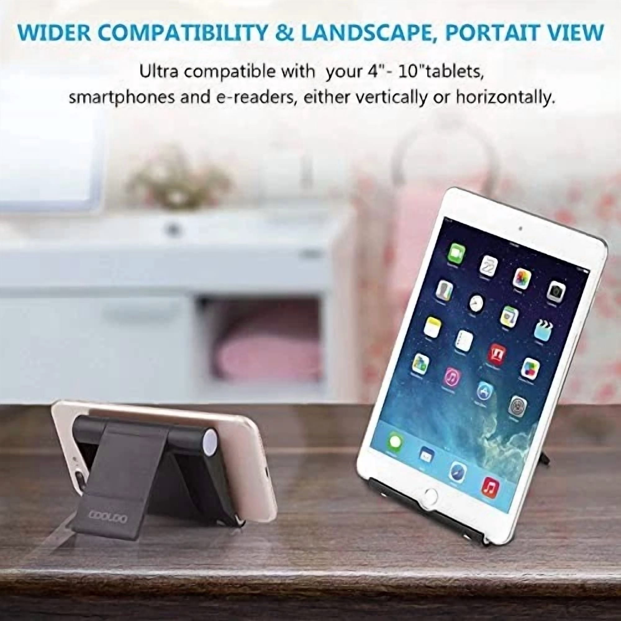 CRESTIN- Cell Phone Stand Multi-Angle,【2 Pack】 Tablet Stand Universal Black & Black