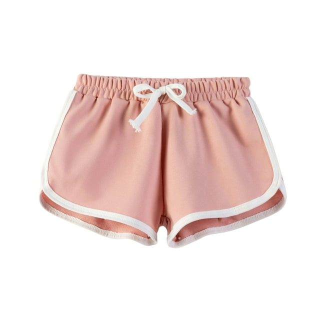 Shorts for Teen Girls New Girls Athletic Shorts Active Performance Shorts Kids Summer Sports Shorts Running Yoga Shorts with Drawstring Pinky 10 Years