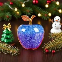 Crystal Apple Christmas Ornament Gift - Handcrafted Glass Decor Eve Present for Couples Romantic Keepsake Holiday Table Accent(Blue)