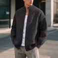 thumbnail image 2 of FYDUU Mens Full Zip Up Cardigan Sweater Men's Autumn Winter Sweater Coat Outdoor Casual Style Stand Collar Zip Cardigan Sweaters Casual Dress Sweaters, 2 of 5