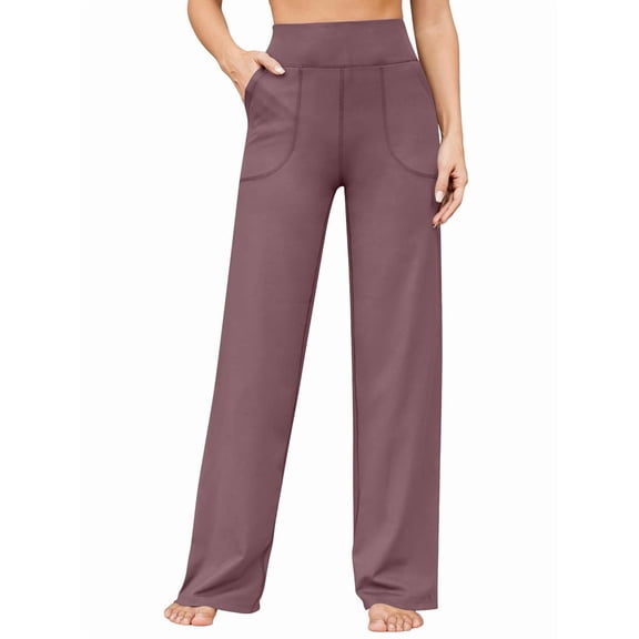 Wide Leg Pants Woman High Waist Yoga Pants with Pockets Loose Stretch Work Sweatpants Casual Lounge Blush Color XXL