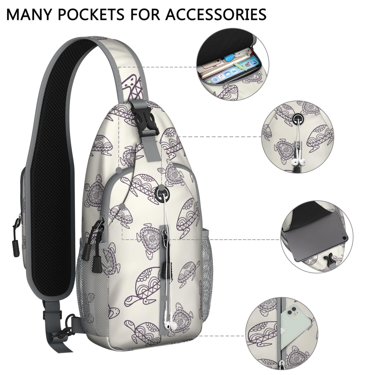 Crossbody Sling Backpack for Women Men Turtle Shape Shoulder Sling Crossbody Casual Chest Bag for Travel Sports Running Hiking