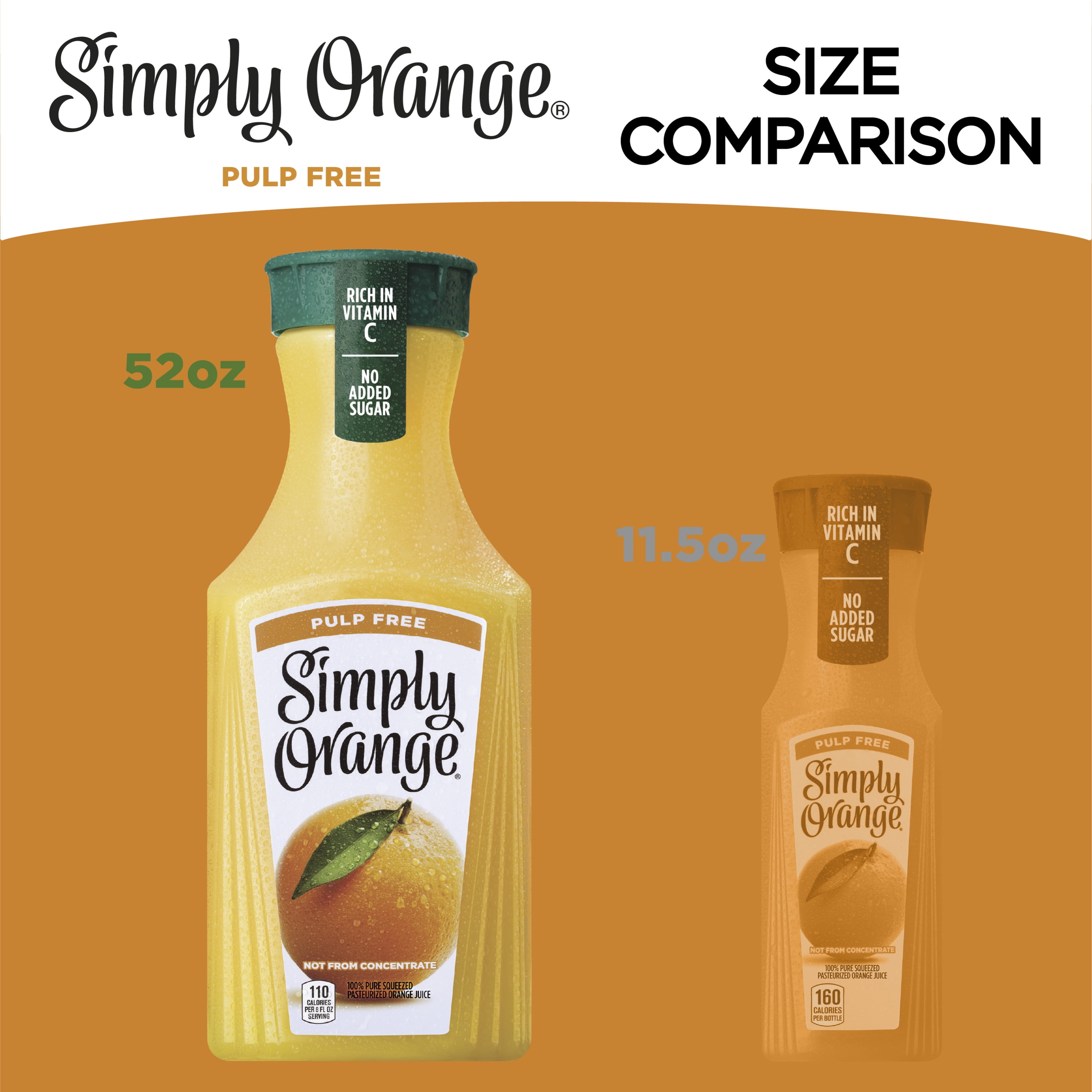 Simply Non GMO No Pulp Orange Fruit Juice, 8 fl oz, 4 Bottles