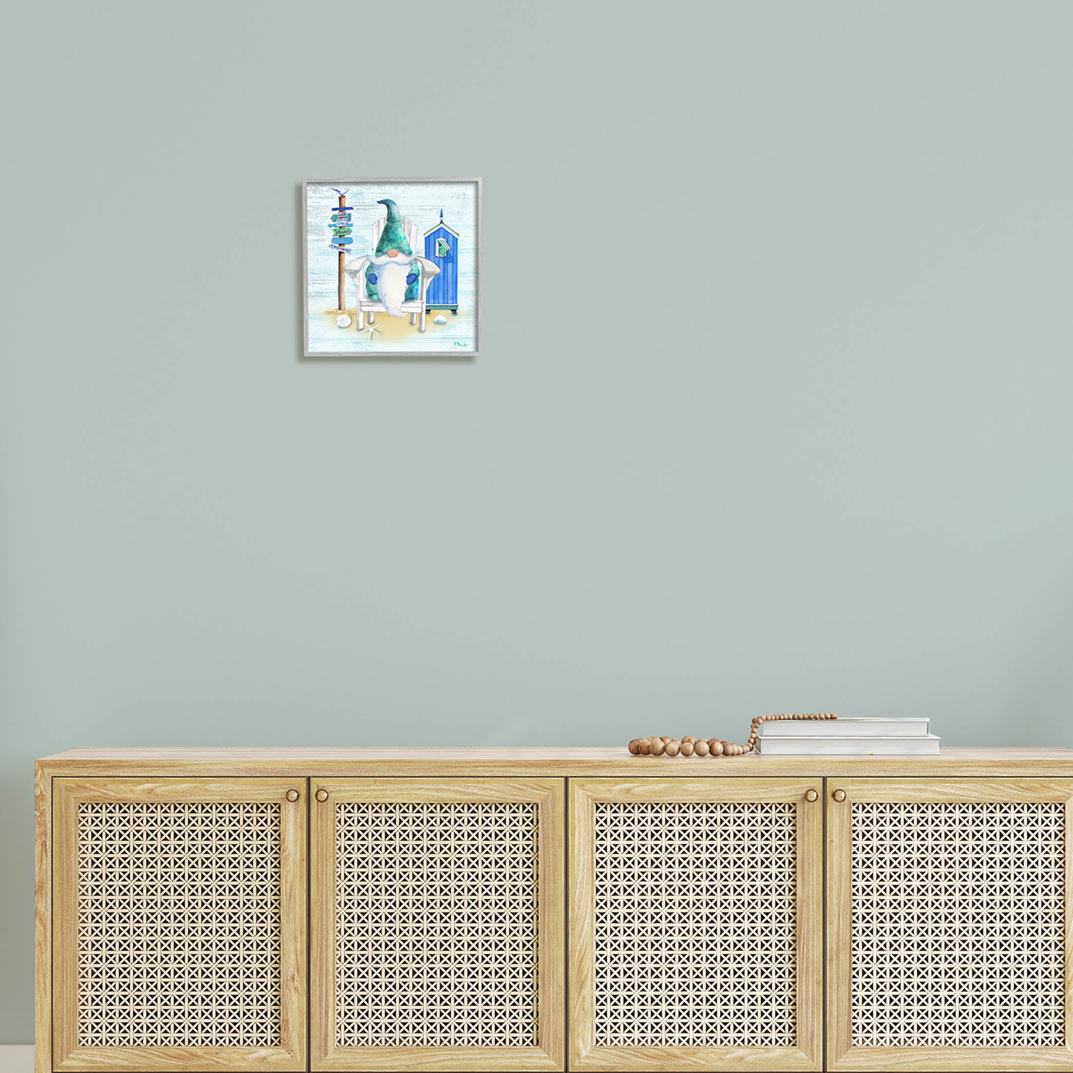 Stupell Industries Coastal Gnome Beach Life Relaxing Graphic Art Gray Framed Art Print Wall Art, Design by Paul Brent
