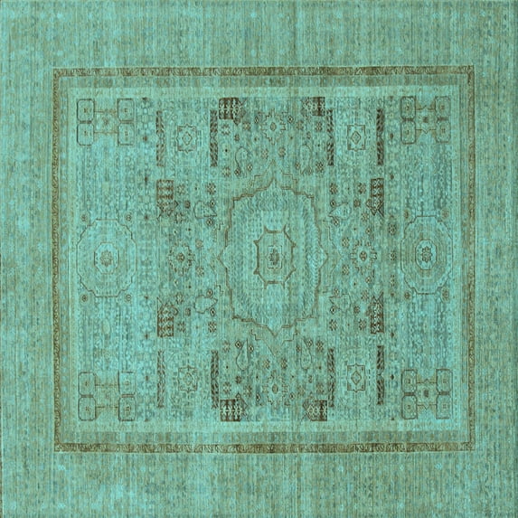 Ahgly Company Indoor Square Abstract Light Blue Modern Area Rugs, 5' Square
