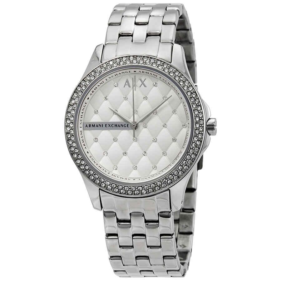 Armani Exchange Lady Hamilton Silver Quilted Dial Ladies Watch AX5215 ...