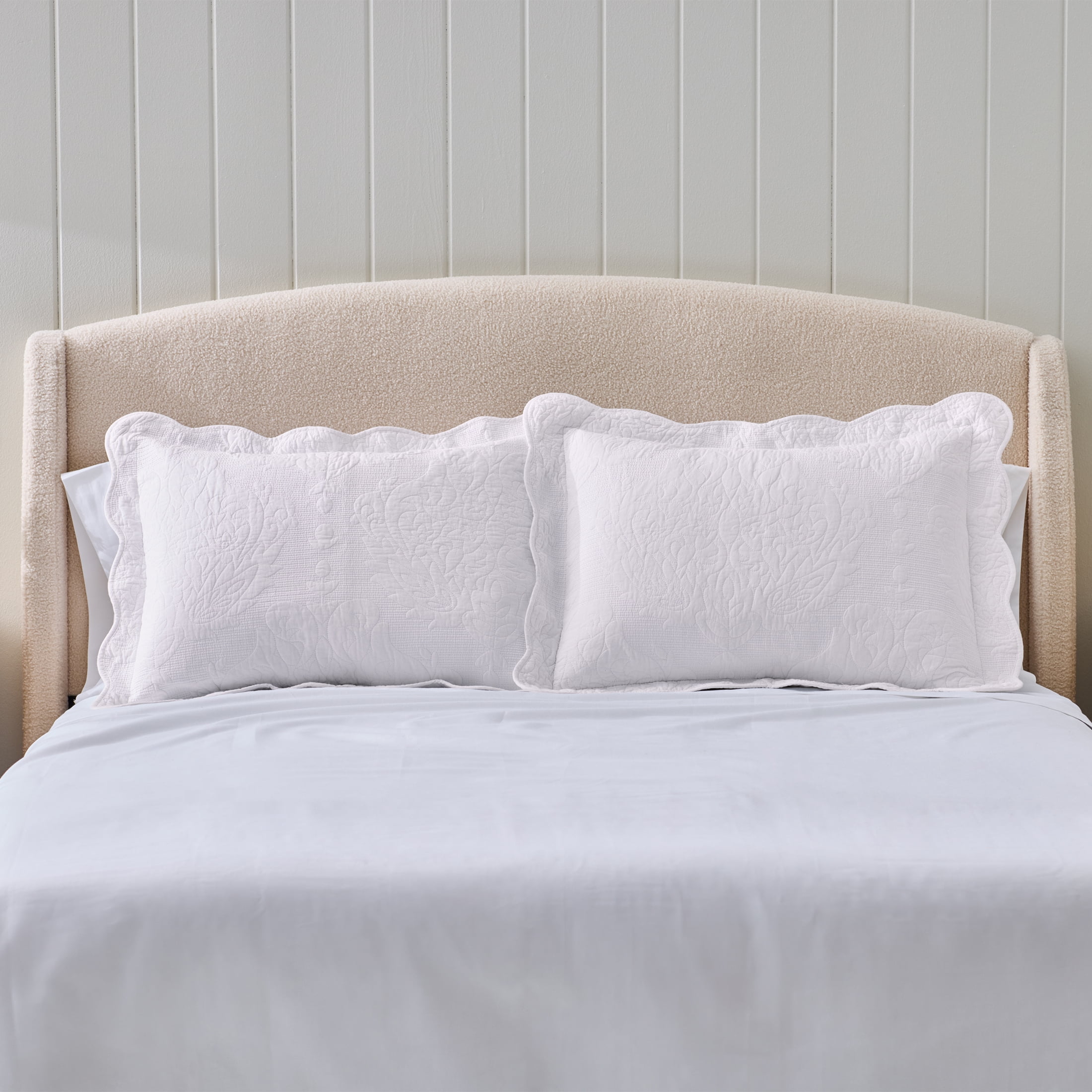 Better Homes & Gardens Paisley Medallion Cotton Pillow Shams, Standard, White, 2 Pack