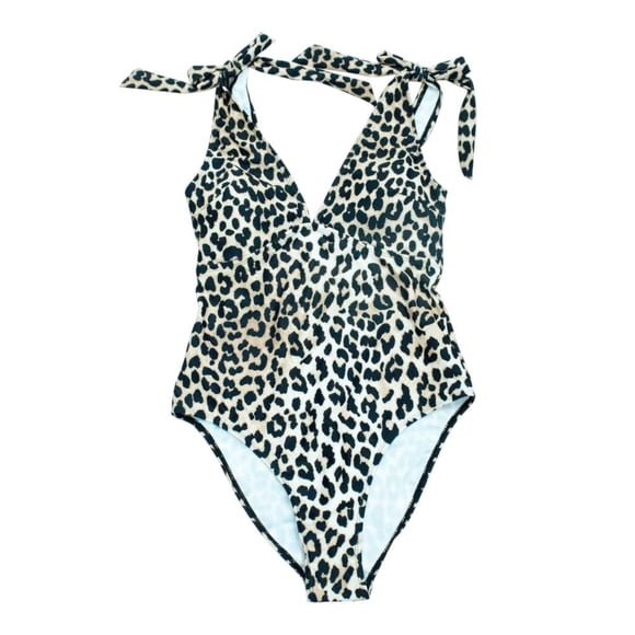 Traje de Baño Ocean Pacific para Mujer Completo con Nudo en Tirante, Cuello V, Estampado Animal Print Multicolor Talla CH