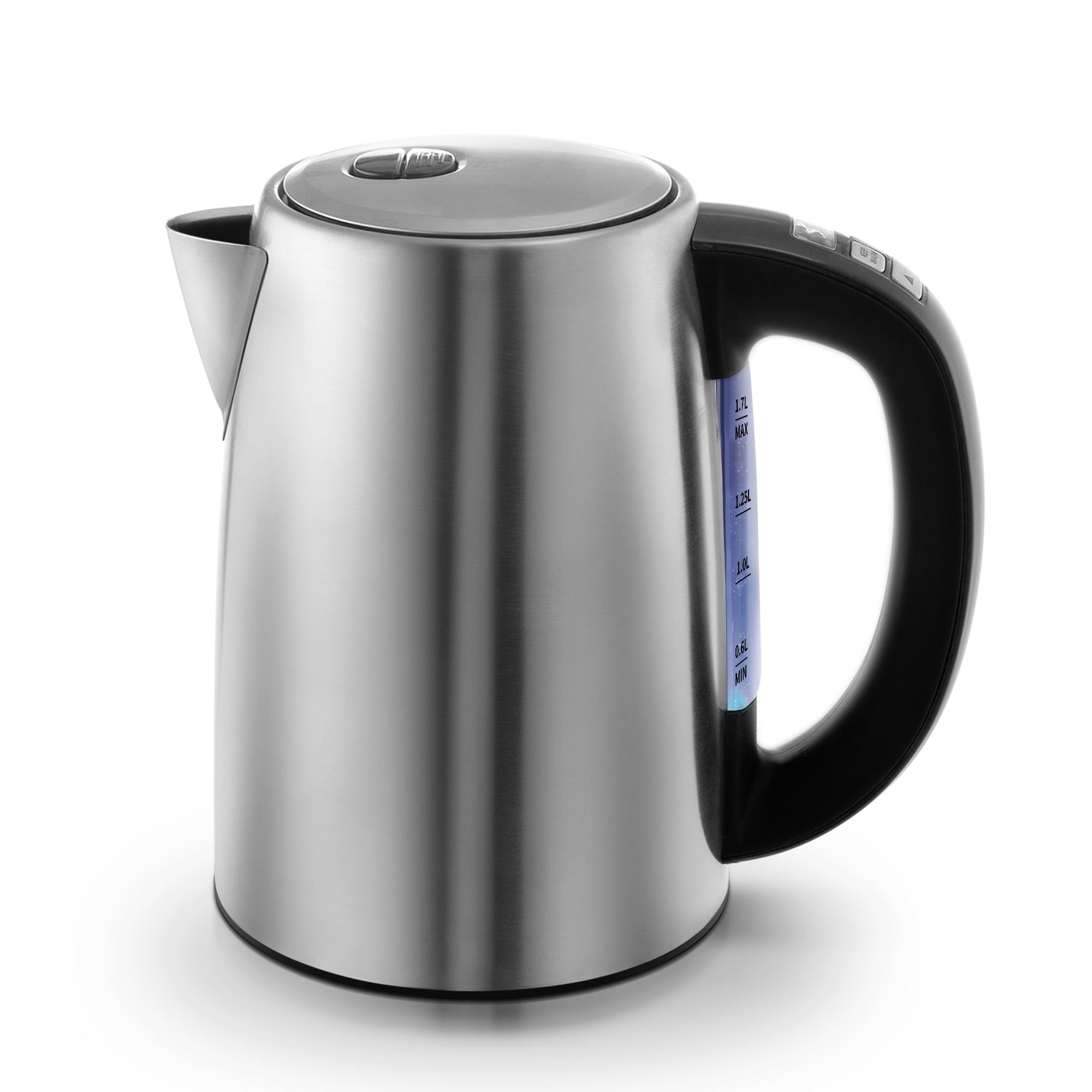 Stainless Steel Electric Hot Water Kettle with Visible Window- 1.7 Liter,  Silver, 1 unit - Foods Co.