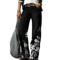 thumbnail image 4 of Stephy Women's Flare Wide Leg High Waisted Casual Vintage Floral Print Pants Casual Colorful Trouser, Blue, XXL, 4 of 4