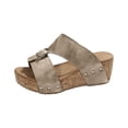 thumbnail image 2 of Womens Ladies High Wedge Heel Platform Buckle Summer Sandals Khaki 5.5, 2 of 7