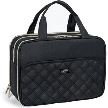 Women Toiletry Bag Travel Makeup Bag Stand Up Cosmetic Bag Black