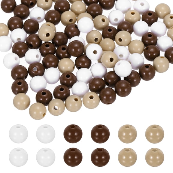 Uxcell 8mm Acrylic Round Beads, 500Pcs Bubble Loose Smooth Spacer Beads Colorful with Hole Bulk for DIY Craft Jewelry Making Necklace Bracelet Earring, Brown Khaki