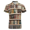 thumbnail image 4 of 3D Wooden Bookshelf Print Men Zipper T-shirt Summer Casual Short Sleeve T-shirt Top, 4 of 7
