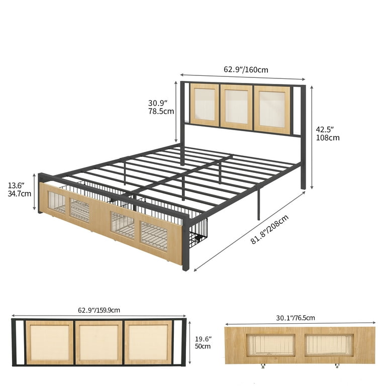 160cm bed frame with drawers