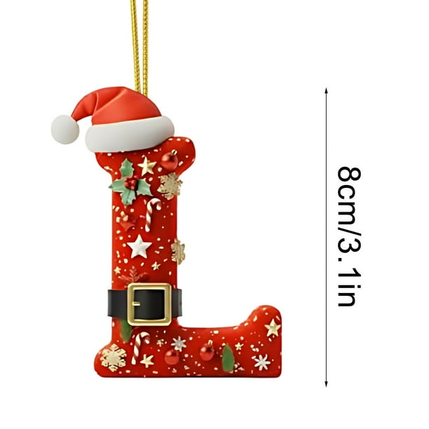 Decoraciones de Árbol de Navidad 2D Acrílico Decoración Carta Colgante con 26 Letras Diy Navidad Decoración Del Hogar Ornamentos Del Árbol de Navidad