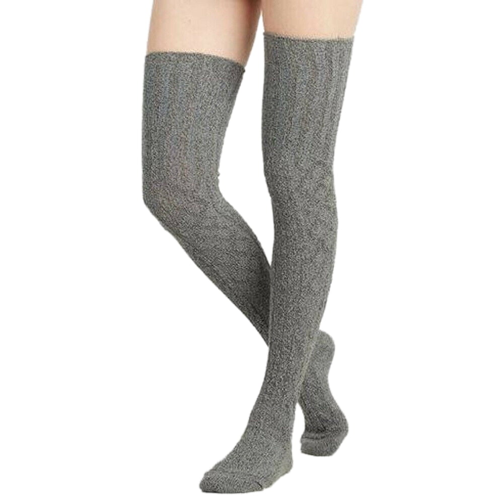 Women Wool Cable Knit Over Knee Long Boot Socks Thigh High Stocking Leg 