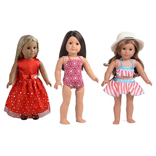 Sweet Dolly 6 juegos de ropa de muñeca, vestido, sombrero, trajes, trajes, ajuste american Sweet Dolly sweet dolly