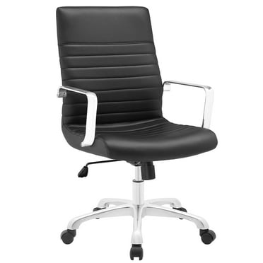 Modern Contemporary Office Chair, Black Faux Leather