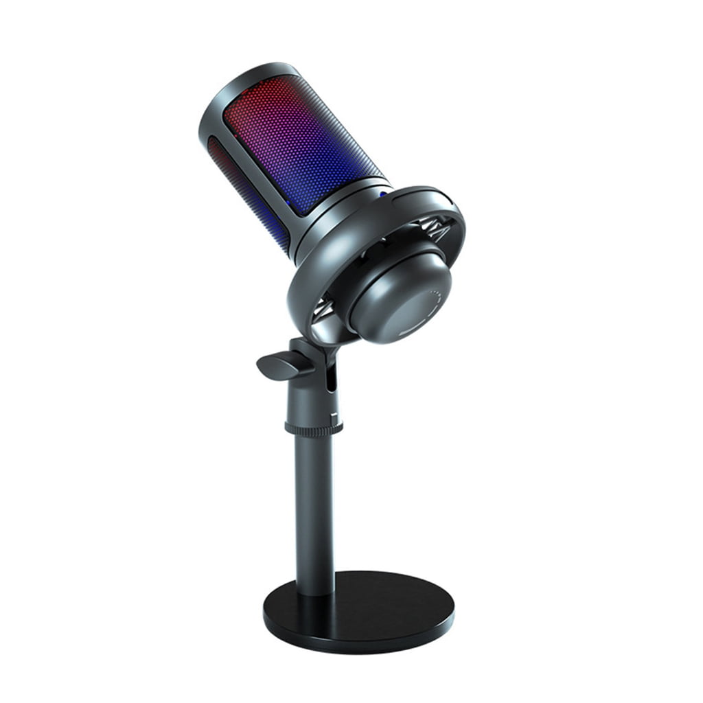 Color Gaming Microphone USB for Streaming Podcasting Mute Button Condenser Mic Knob Control Monitoring