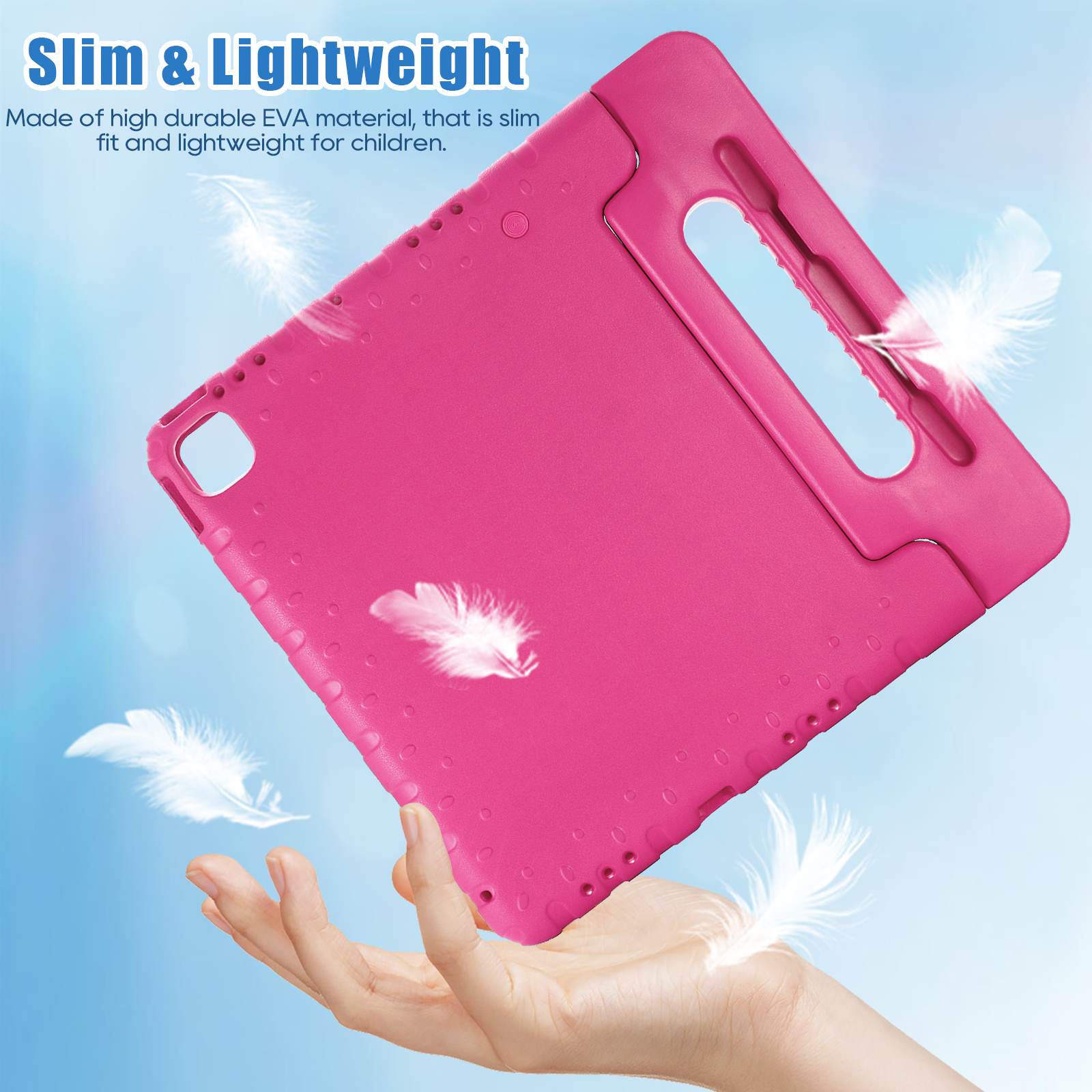 Allytechgroup Kids Case for Apple iPad Air 13 Inch 2025/2024/ iPad Pro 13" 2024, Silicone EVA Lightweight Handle Design Stand Pencil Holder Case for Kids Girls Boys, Rose