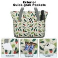 thumbnail image 2 of Tote Bag for Women - Green and Red Christmas Holly Pattern Shoulder Bag - Large Utility Work Duffle Bag with Zipper Handbag for Travel, Work, Sprots, 2 of 5