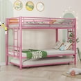 thumbnail image 4 of VECELO Twin Over Twin Bunk Beds with Trundle Bed, Metal 3 Twin Size Bed Frame for Adults and Dorm, 2 Side Ladders and Safety Guard Rail, No Box Spring Need, Pink, 4 of 10