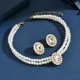 thumbnail image 4 of Sunyuer Pearl Necklace Jewelry Set Wedding Pearls Earrings Necklaces Set Bridal Crystal Jewelry for Women, 4 of 6