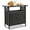 Black, variant on HOMEFUN Kitchen Island Cart Wicker Grill Prep Station & Stainless Steel Outdoor Serving Bar Table with Hooks Wheels Poolside Patio Grassland (Small)