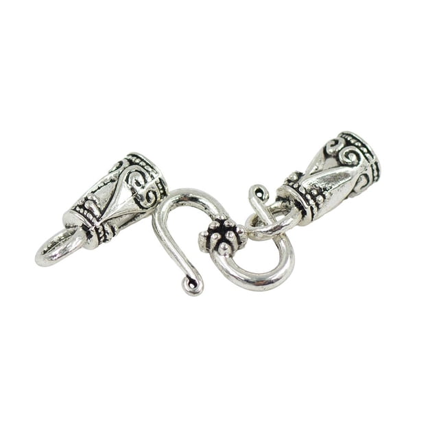 30 Sets Retro Hook End Caps Cordón de material cuero Tibetan Silver Crimp Beads Herramienta De Bricolaje