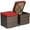 Red+Brown, variant on Costway 2PCS Patio Rattan Ottomans Seat Side Table Storage Box Footstool with Cushions Red