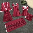 thumbnail image 6 of Womens2025ï¼Women's 5 Piece Sleepwear Floral Satin Cami Pajama Set Silk Nightgown with Robe, 6 of 9