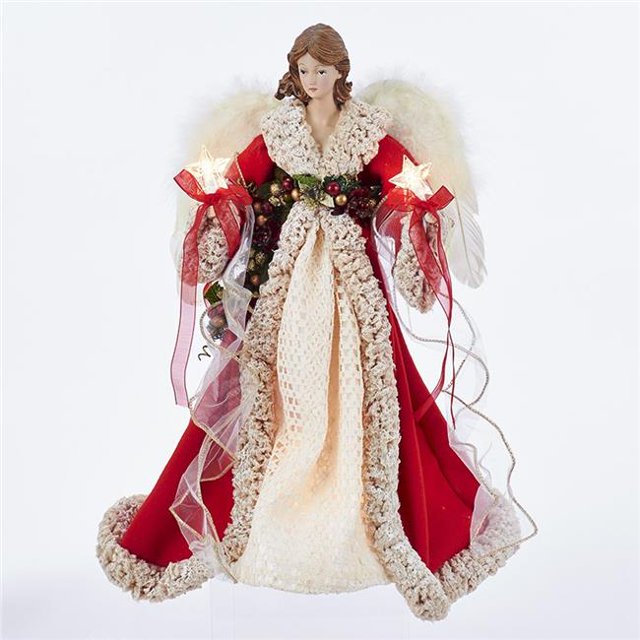 UL 10-Light Angel Treetop, Red & Ivory - 16 in.